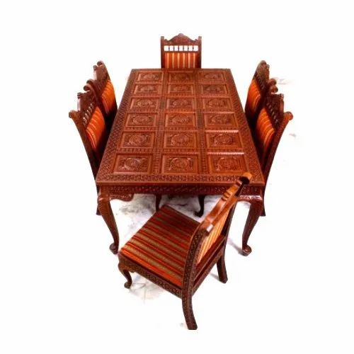 Hand Carved Teak Wooden Dining Table Set Hand Carved Teak Wooden Dining Table Set