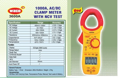 3600A Waco AC/DC Clamp Meter 3600A Waco AC/DC Clamp Meter