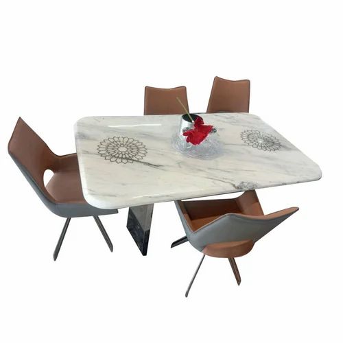 Rectangular 4 Seater Marble Top Dining Table Set Rectangular 4 Seater Marble Top Dining Table Set