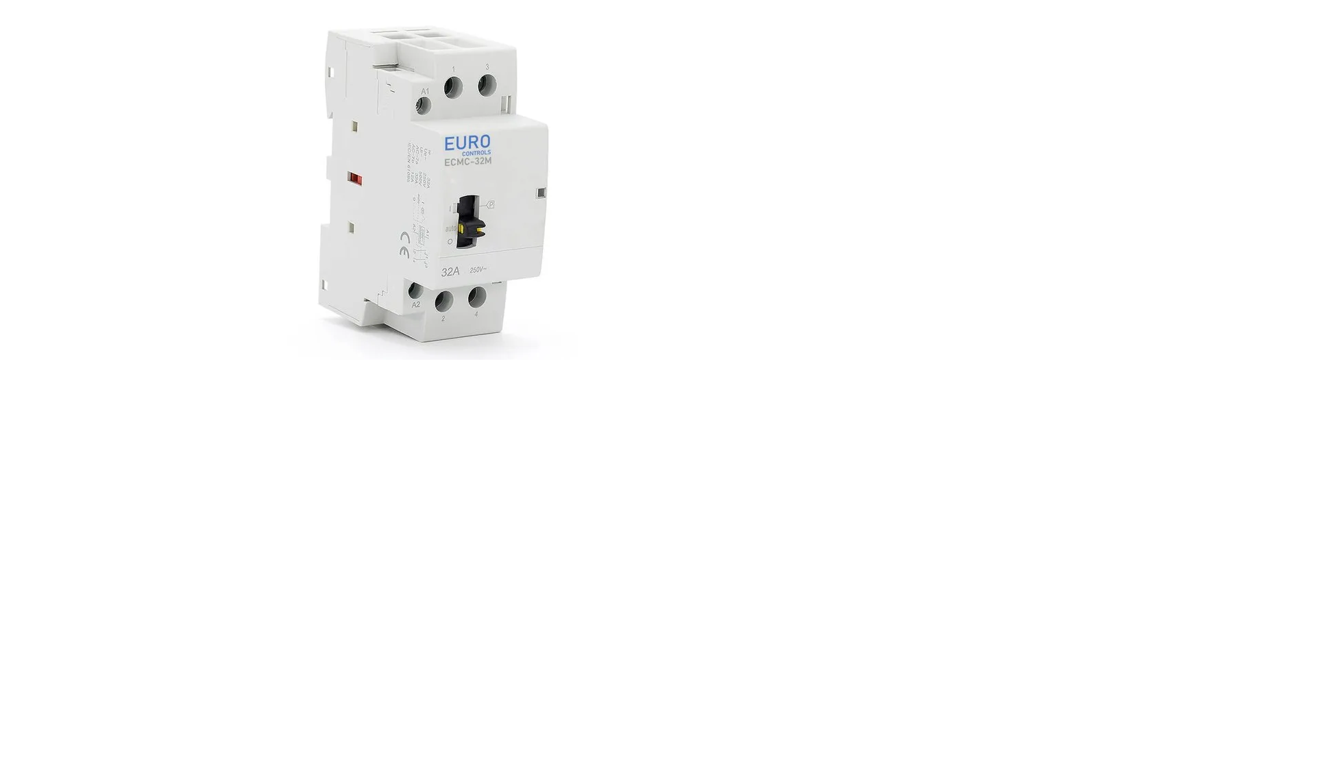 Euro Din Type Contactor 32 Amps 2 Pole 220 V AC With Override Switch Taiwan Excellence - ECMC Series Euro Din Type Contactor 32 Amps 2 Pole 220 V AC With Override Switch Taiwan Excellence - ECMC Series